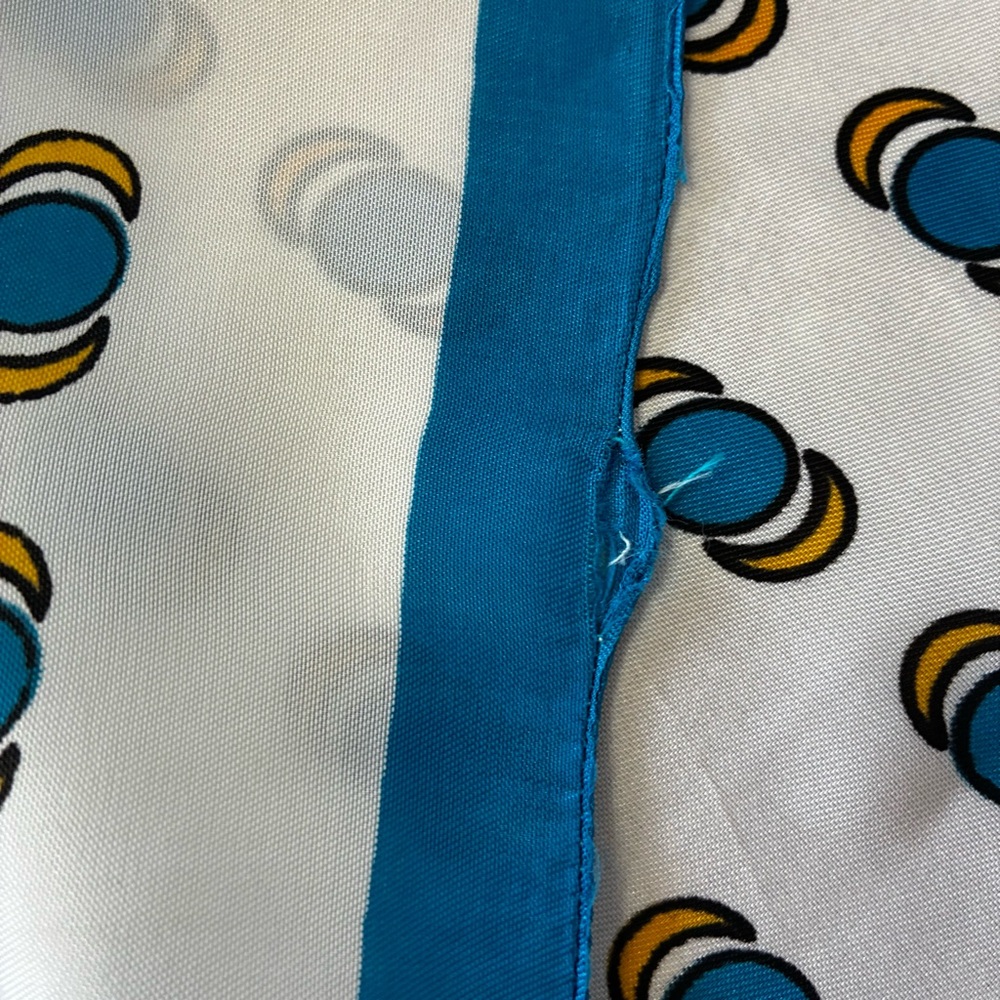 White With Yellow Moons & Blue Suns Patterned Square Scarf - Picture 7 of 8